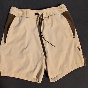 American Eagle Outfitters Men's Athletic Shorts in White and Brown